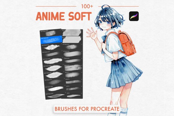 100 Anime Soft Style Brushes Procreate: Elevate Your Digital Art with a Dreamy, Watercolor-Inspired Touch