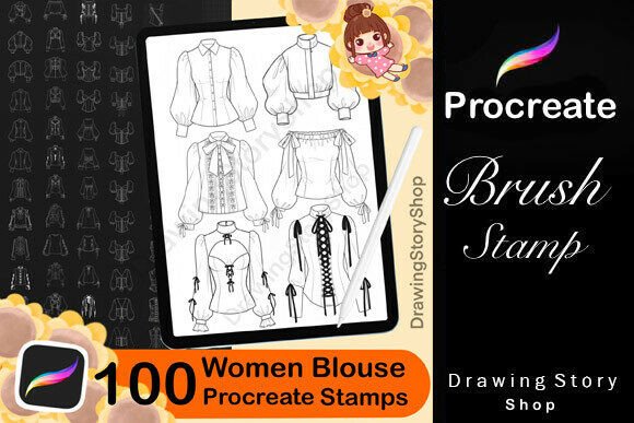 100 Procreate Blouses Stamp Brushes: A Practical Tool for Digital Fashion Designers