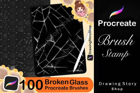 100 Procreate Broken Glass Stamp Brushes: A Creative Tool for Digital Artists