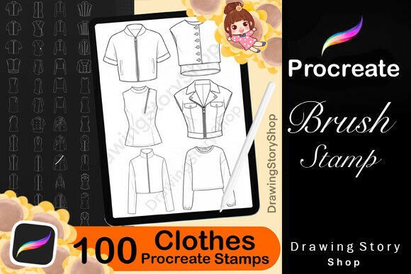 100 Procreate Clothing Stamps Brushes: A Practical Tool for Digital Artists and Designers