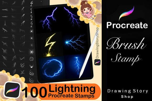 100 Procreate Lightning Brushes Stamps: Creative Tools for Digital Artists and Designers