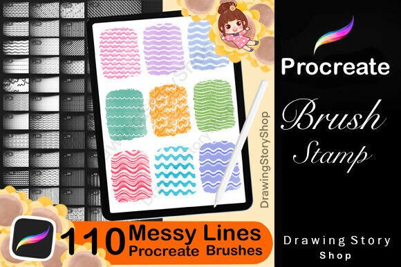 110 Procreate Messy Lines Brushes for Creative Expression