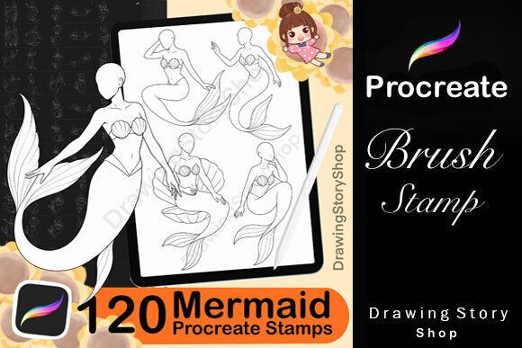 120 Procreate Mermaid Stamp Brushes for Creative Efficiency