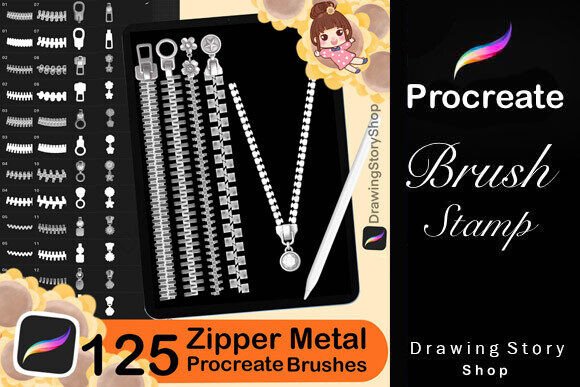 125 Procreate Zipper Metal Brushes: Creative Power for Digital Artists