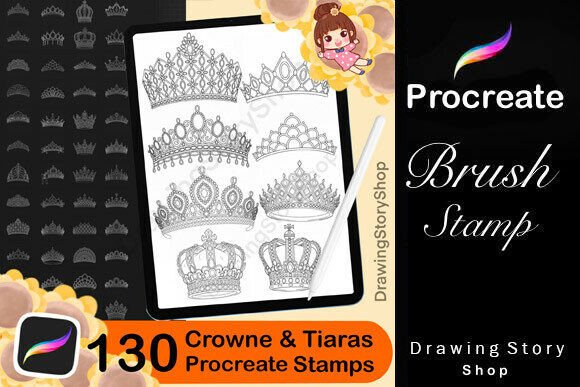 130 Procreate Crowns Stamps Brushes for Creative Designers