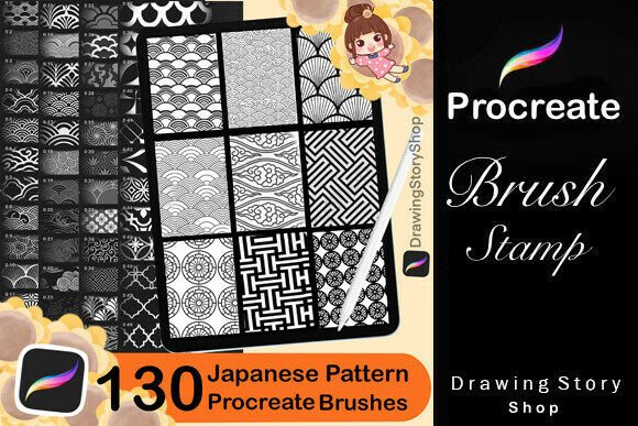 130 Procreate Japanese Pattern Brushes for Creative Digital Art