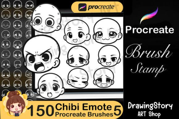 150 Procreate Chibi Emote Brushes Set5: A Practical Tool for Digital Artists