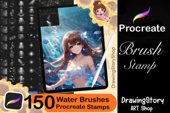 150 Procreate Water Brushes for Sea & Ocean Art