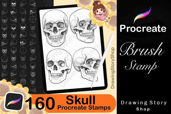 160 Procreate Skull Stamp Brushes: A Digital Artist’s Toolkit for Creative Expression