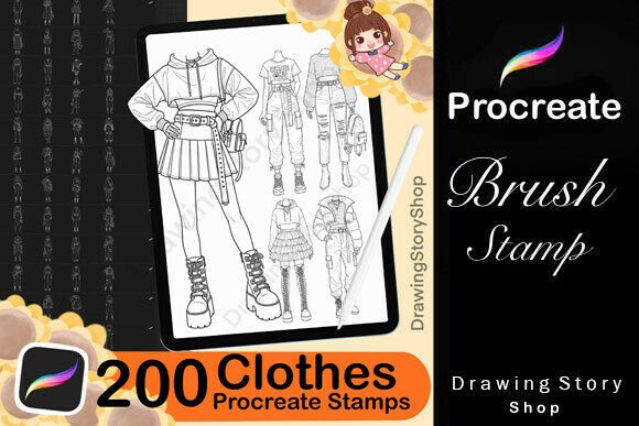 200 Clothing Stamp Brushes for Procreate: A Must-Have Tool for Digital Artists