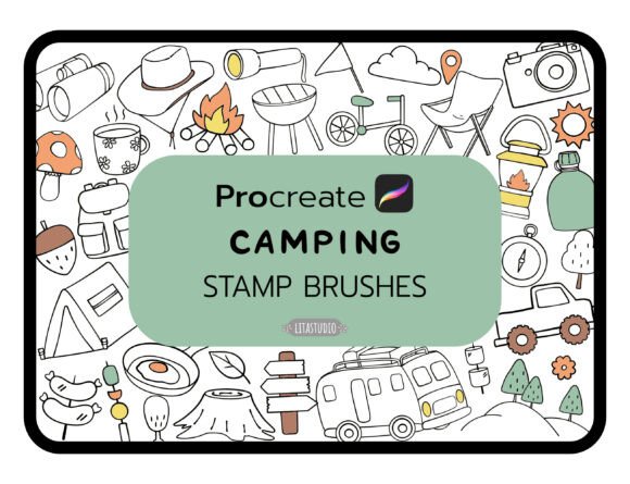 37 Cute Camping Procreate Stamp Brushes: A Must-Have for Digital Artists and Design Entrepreneurs
