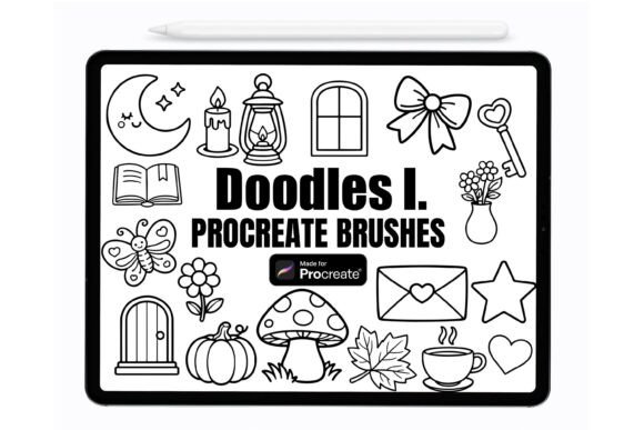Doodles I. Procreate Stamps Brushes: Enhancing Digital Creativity with Cozy, Customizable Design Elements