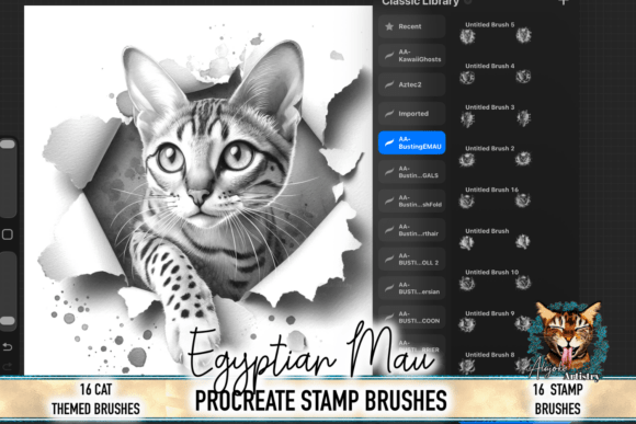 Egyptian Mau Procreate Stamp Brushes: A Digital Artist’s Secret for Elegant Feline Art