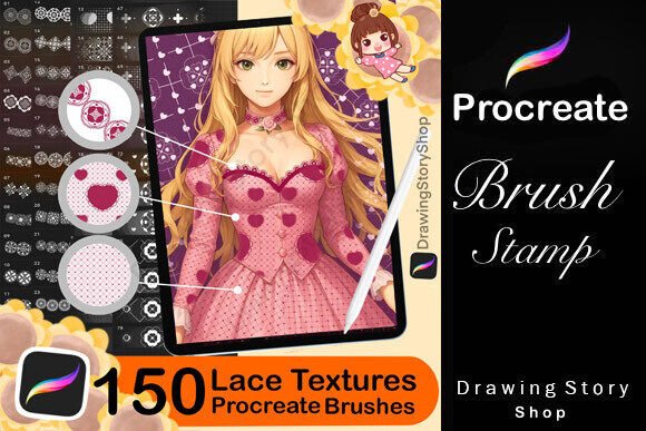Enhance Your Digital Art with 150 Procreate Lace Textures Brushes