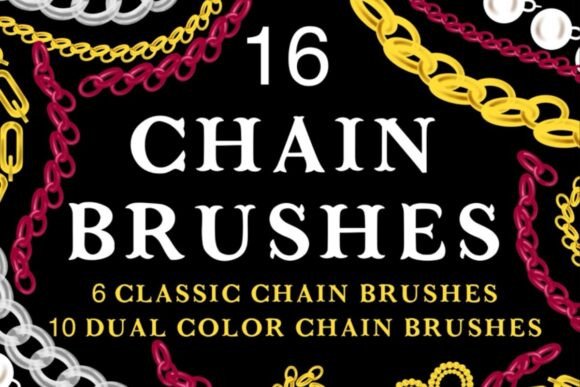 Enhance Your Digital Art with 16 Procreate Chain Brushes Dual Color