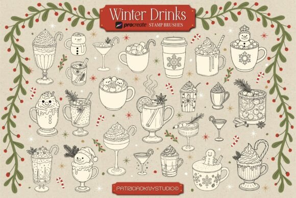 Enhance Your Holiday Art with Procreate Christmas Drink Stamp Brushes