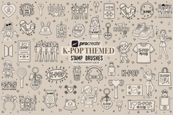 K-pop Themed Procreate Stamp Brushes: Elevating Digital Art with Korean Pop Culture