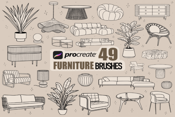 Transform Your Interior Design Workflow with Procreate Furniture Line Art Brushes
